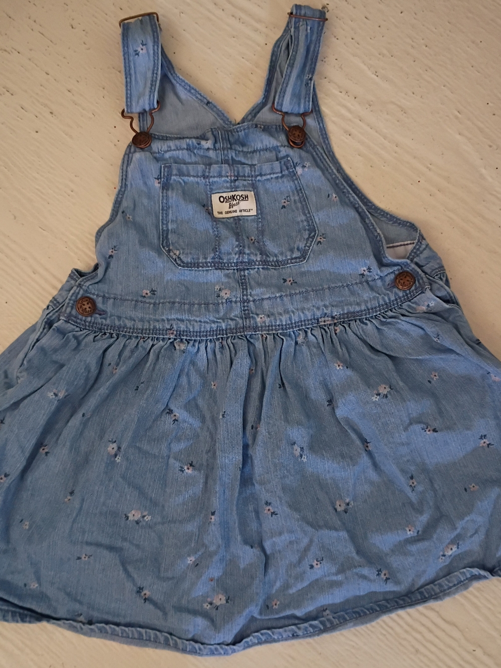 OshKosh B'gosh Light Blue Floral Denim Girls' Overall Dress